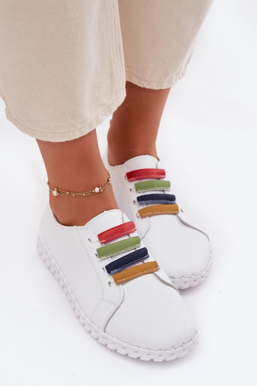 Kožené topánky Dámske Vinceza 95376 biela farba