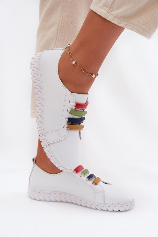 Kožené topánky Dámske Vinceza 95376 biela farba