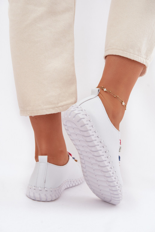 Kožené topánky Dámske Vinceza 95376 biela farba