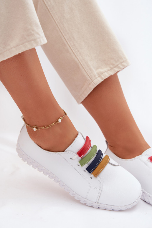 Kožené topánky Dámske Vinceza 95376 biela farba