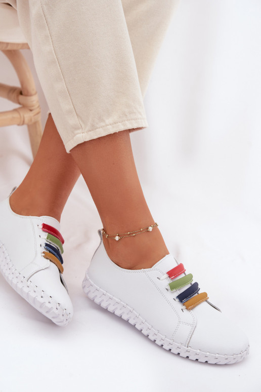 Kožené topánky Dámske Vinceza 95376 biela farba