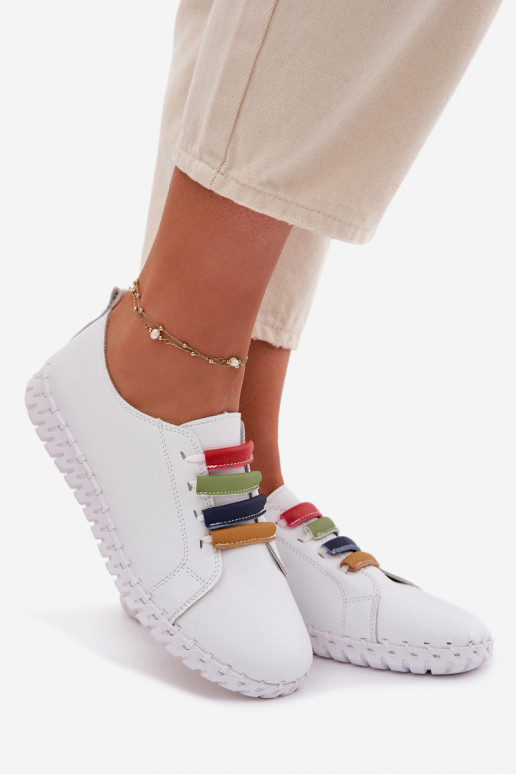 Kožené topánky Dámske Vinceza 95376 biela farba