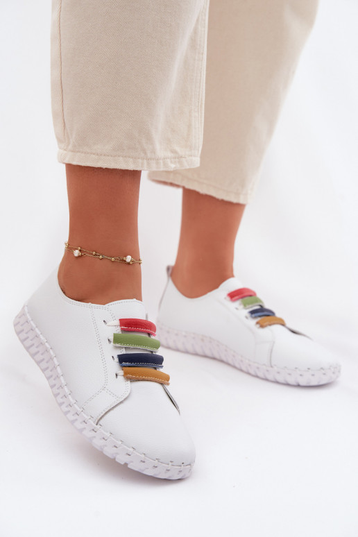 Kožené topánky Dámske Vinceza 95376 biela farba