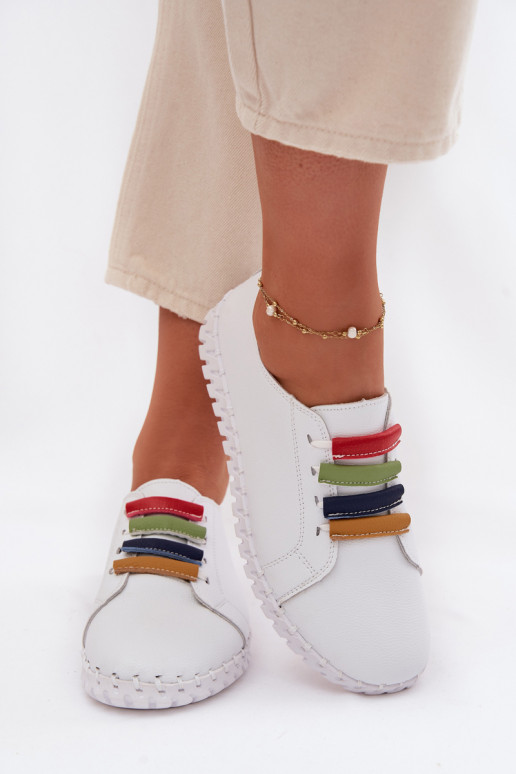 Kožené topánky Dámske Vinceza 95376 biela farba