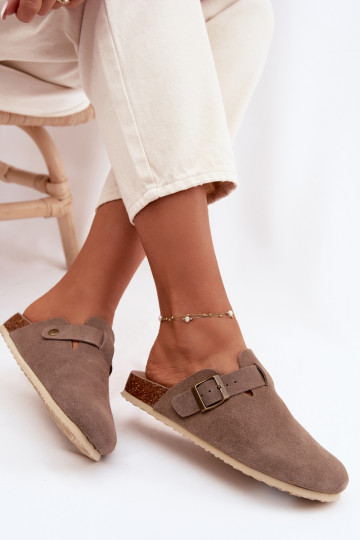 Dámske papuče DrevákyZapnutéturalnego zo semišuu Vinceza 101332 béžová