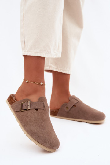 Dámske papuče DrevákyZapnutéturalnego zo semišuu Vinceza 101332 béžová 2