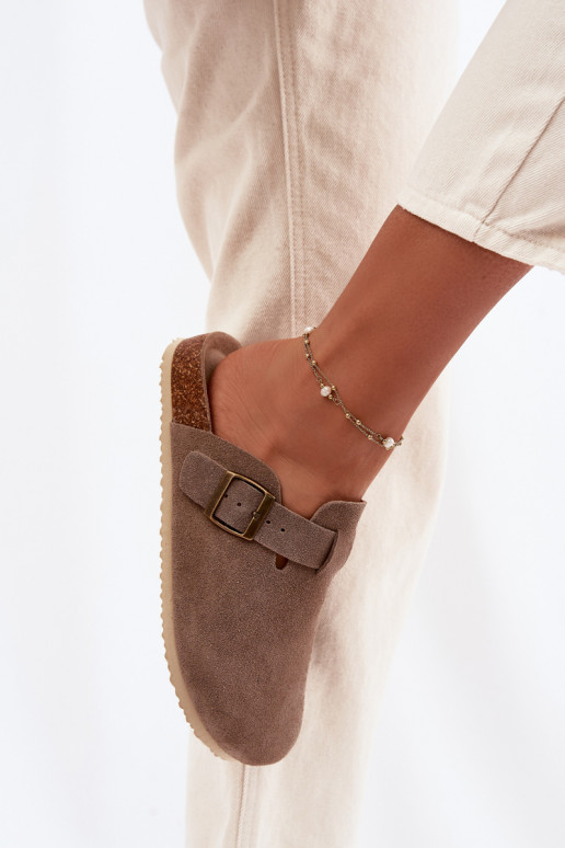 Dámske papuče DrevákyZapnutéturalnego zo semišuu Vinceza 101332 béžová