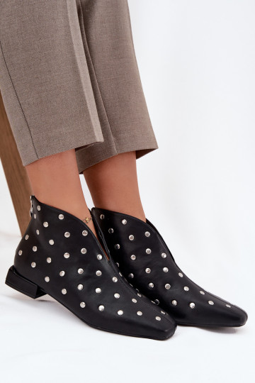 Dámske čižmy Zapnuté Jemném Obcasie Ze strieborná farbam Zdobieniem čierna Rosalind