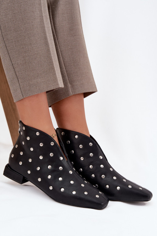 Dámske čižmy Zapnuté Jemném Obcasie Ze strieborná farbam Zdobieniem čierna Rosalind