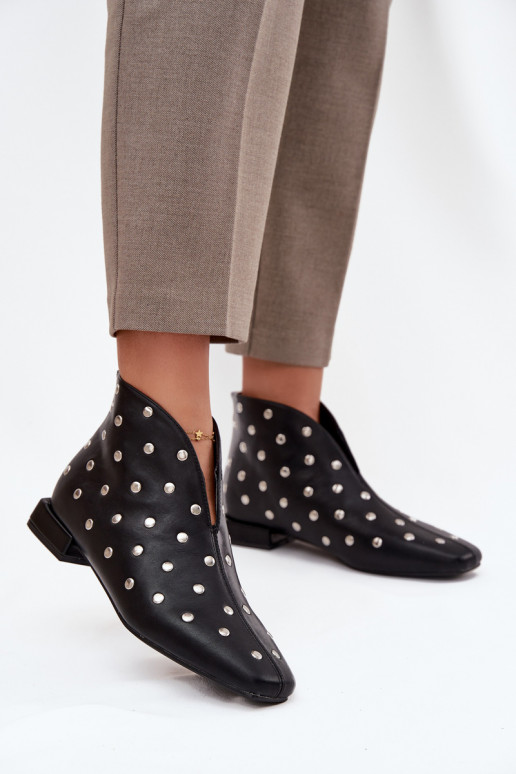 Dámske čižmy Zapnuté Jemném Obcasie Ze strieborná farbam Zdobieniem čierna Rosalind