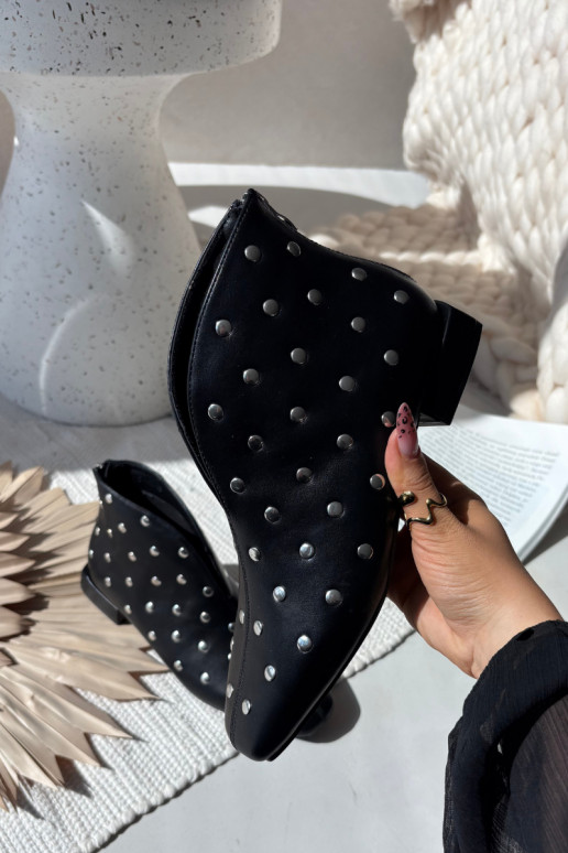 Dámske čižmy Zapnuté Jemném Obcasie Ze strieborná farbam Zdobieniem čierna Rosalind