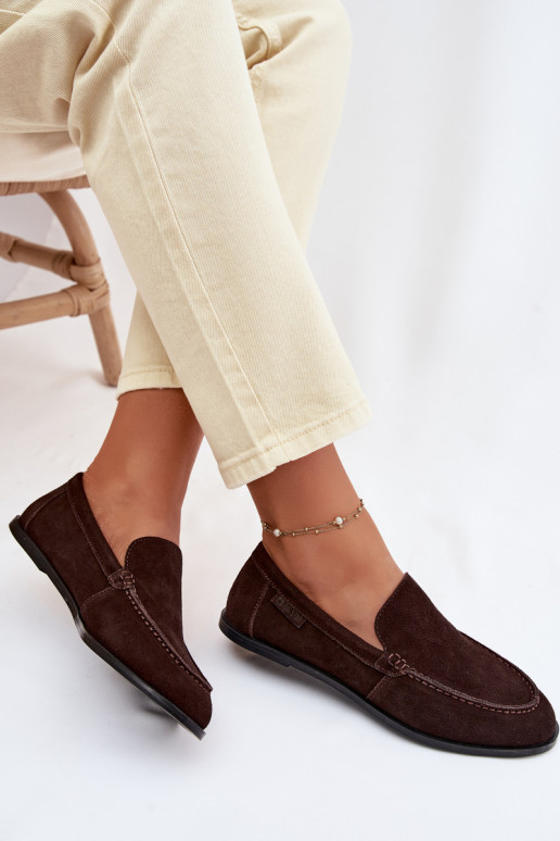 dámske mokasínyZapnutéturalnego zo semišuu Big Star TT274208 CzekoladoIne