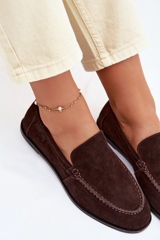 dámske mokasínyZapnutéturalnego zo semišuu Big Star TT274208 CzekoladoIne