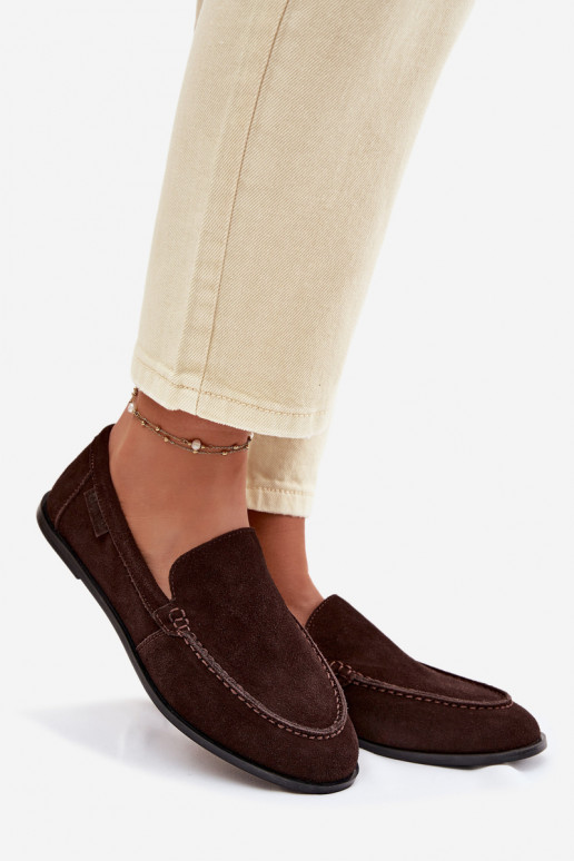 dámske mokasínyZapnutéturalnego zo semišuu Big Star TT274208 CzekoladoIne