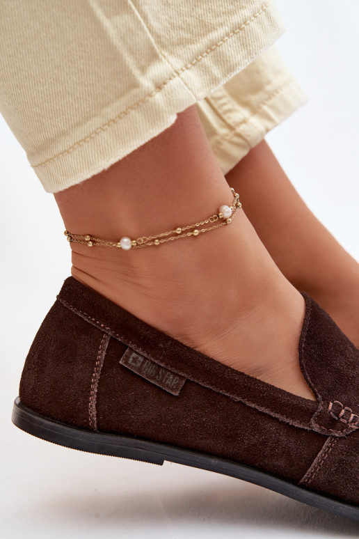 dámske mokasínyZapnutéturalnego zo semišuu Big Star TT274208 CzekoladoIne