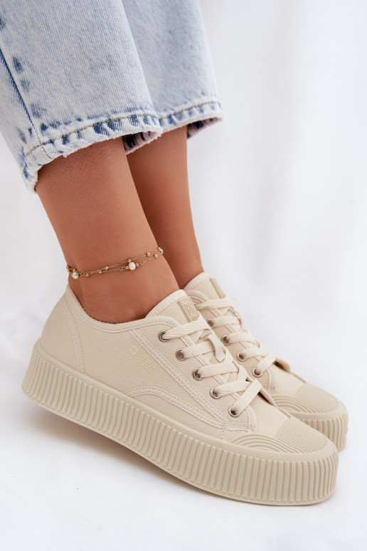 Bežná obuv s platformou Big Star TT274271 béžová