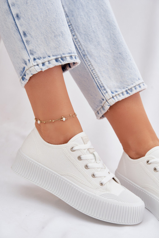 Bežná obuv s platformou Big Star TT274269 biela farba