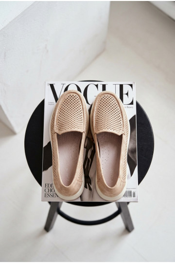 s prvkami prelamovania dámske mokasíny Sergio Leone MK097H zlatej farby