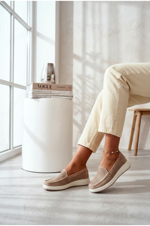 s prvkami prelamovania dámske mokasíny Sergio Leone MK097H zlatej farby