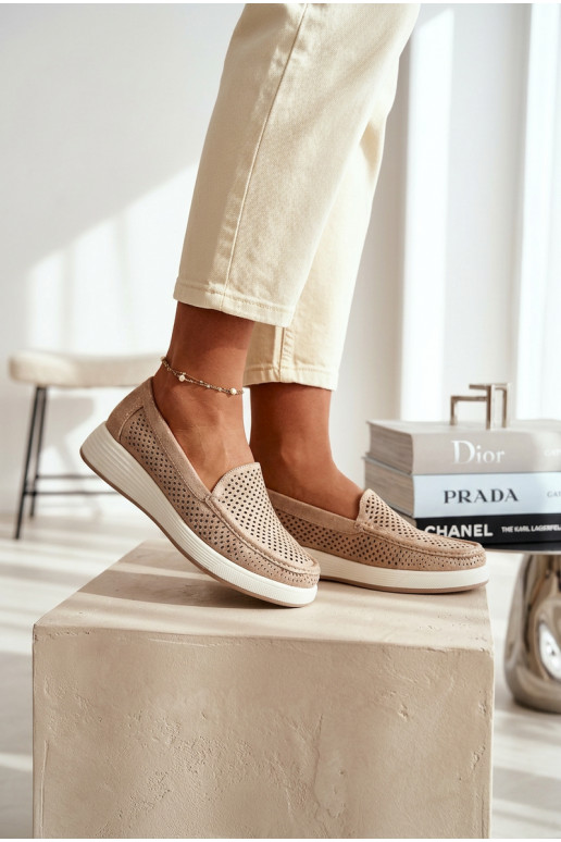 s prvkami prelamovania dámske mokasíny Sergio Leone MK097H zlatej farby