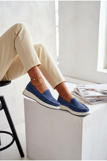 s prvkami prelamovania dámske mokasíny Sergio Leone MK097H Modrá 2