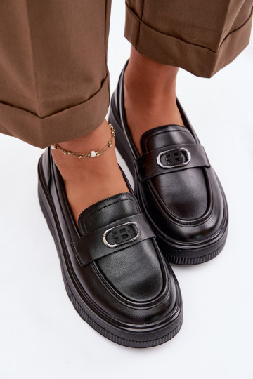 Kožené Dámske mokasíny na platforme Vinceza 39974 čierna