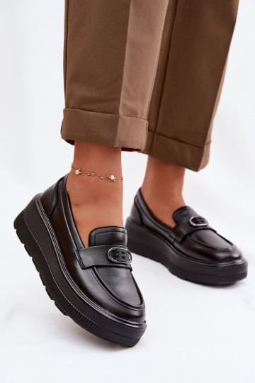 Kožené Dámske mokasíny na platforme Vinceza 39974 čierna 2