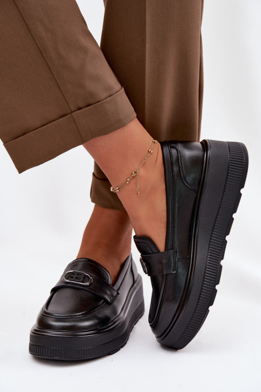 Kožené Dámske mokasíny na platforme Vinceza 39974 čierna