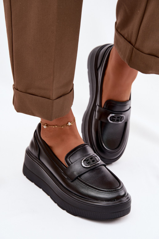 Kožené Dámske mokasíny na platforme Vinceza 39974 čierna