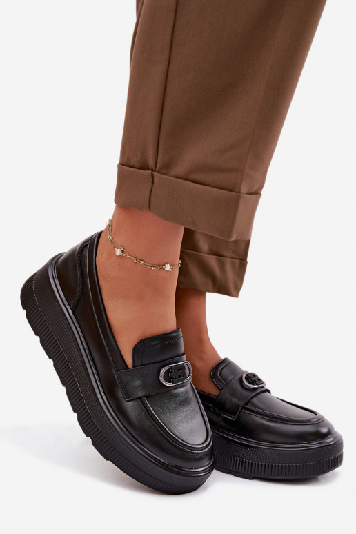 Kožené Dámske mokasíny na platforme Vinceza 39974 čierna