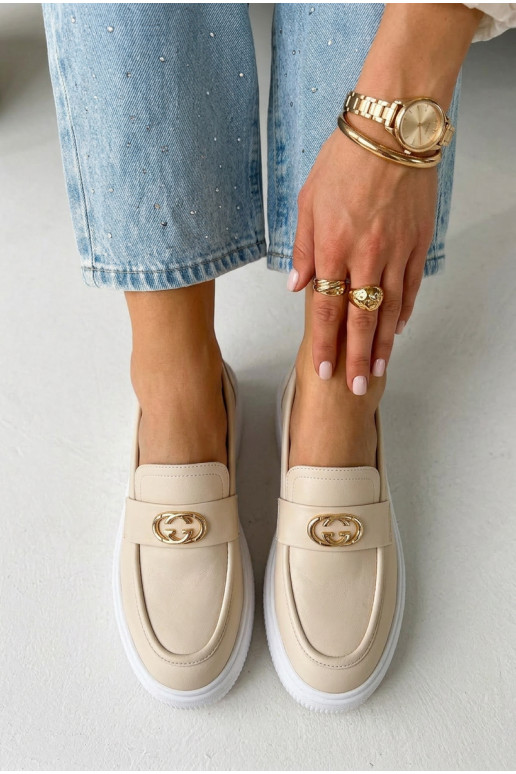 Kožené Dámske mokasíny na platforme Vinceza 39974 béžová