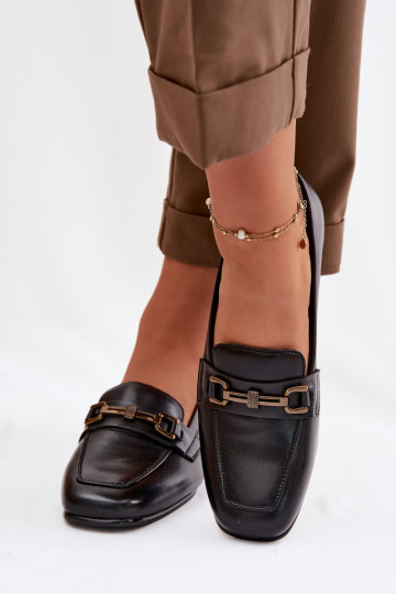 Kožené topánky Dámske Zapnuté Klocku s ozdobami Vinceza 39978 čierna