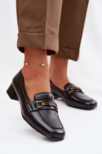 Kožené topánky Dámske Zapnuté Klocku s ozdobami Vinceza 39978 čierna 2