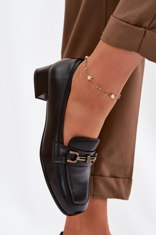 Kožené topánky Dámske Zapnuté Klocku s ozdobami Vinceza 39978 čierna