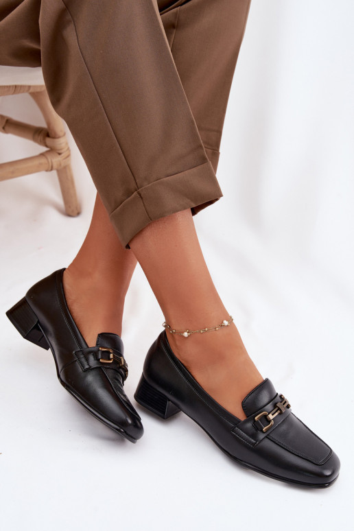 Kožené topánky Dámske Zapnuté Klocku s ozdobami Vinceza 39978 čierna