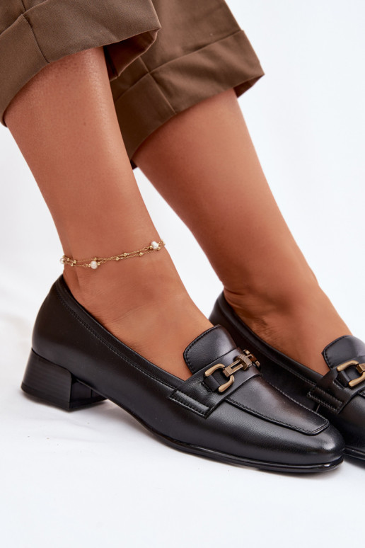 Kožené topánky Dámske Zapnuté Klocku s ozdobami Vinceza 39978 čierna