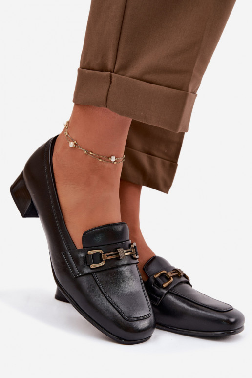 Kožené topánky Dámske Zapnuté Klocku s ozdobami Vinceza 39978 čierna