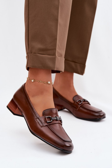 Kožené topánky Dámske Zapnuté Klocku s ozdobami Vinceza 39978 Hnedá farba 2