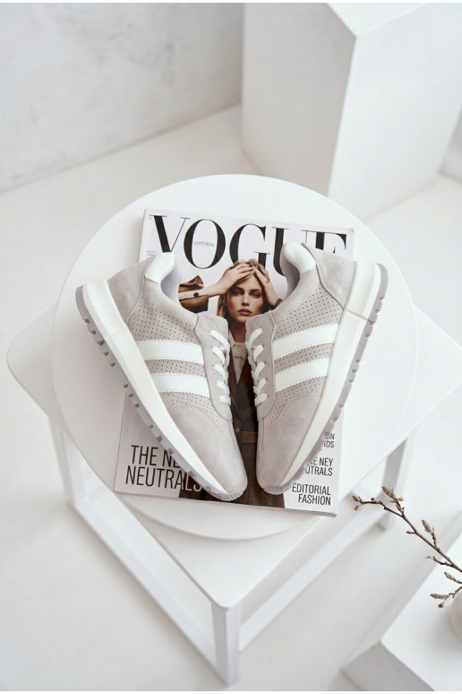 Tenisky model obuvi DámskeZapnutéturalnego zo semišuu sivá Márceline