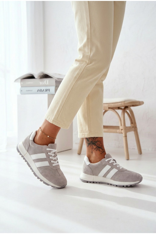 Tenisky model obuvi DámskeZapnutéturalnego zo semišuu sivá Márceline