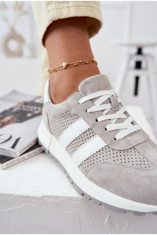 Tenisky model obuvi DámskeZapnutéturalnego zo semišuu sivá Márceline