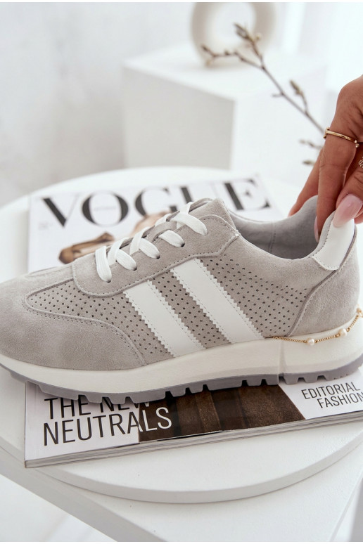 Tenisky model obuvi DámskeZapnutéturalnego zo semišuu sivá Márceline