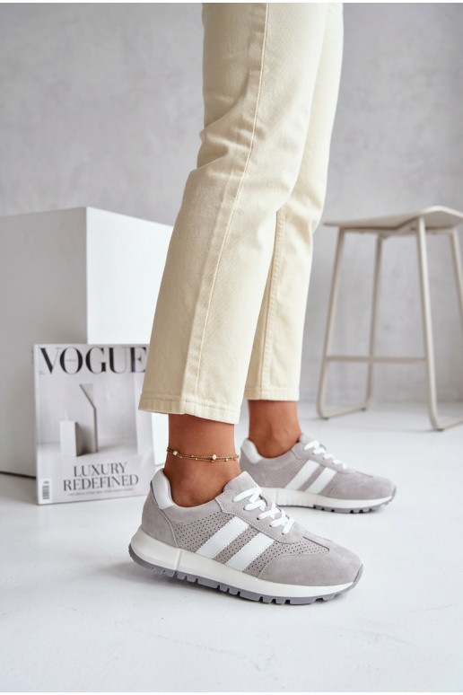 Tenisky model obuvi DámskeZapnutéturalnego zo semišuu sivá Márceline