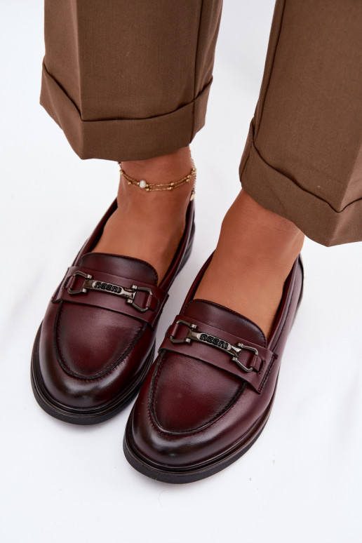 Kožené dámske mokasíny Vinceza 39983 bordová