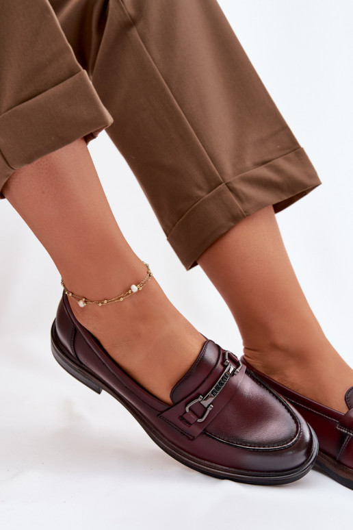 Kožené dámske mokasíny Vinceza 39983 bordová