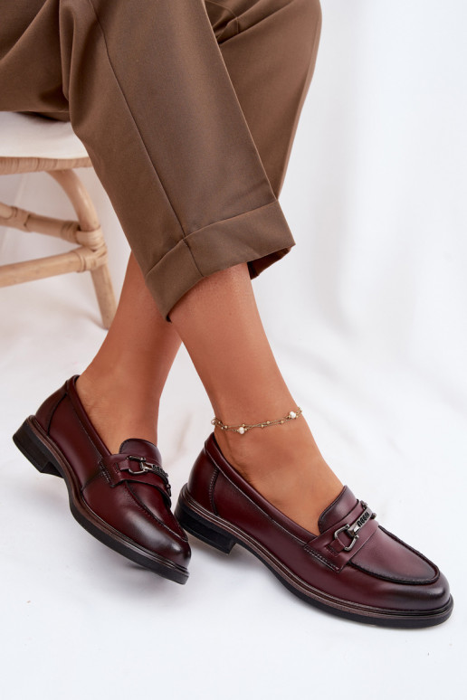 Kožené dámske mokasíny Vinceza 39983 bordová