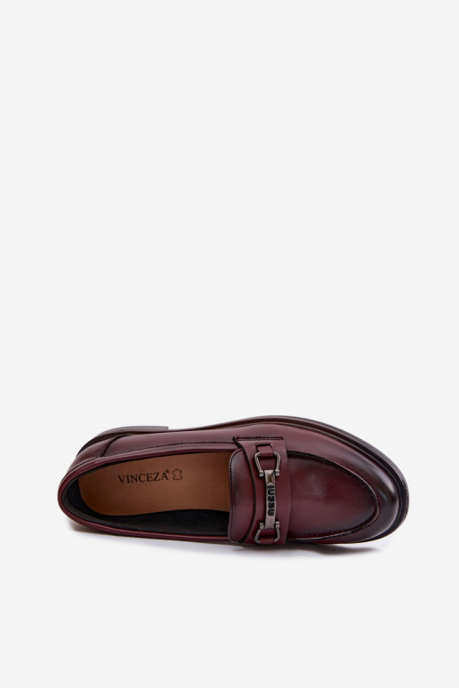Kožené dámske mokasíny Vinceza 39983 bordová