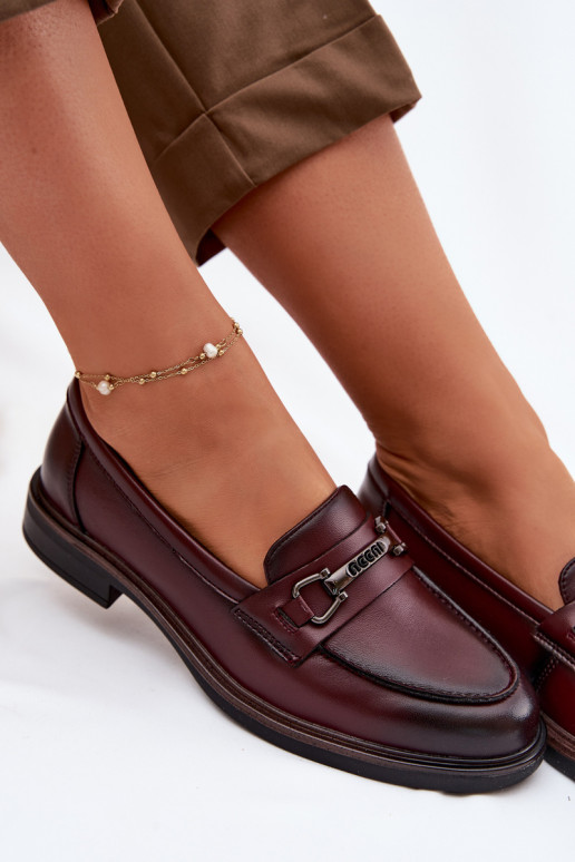 Kožené dámske mokasíny Vinceza 39983 bordová