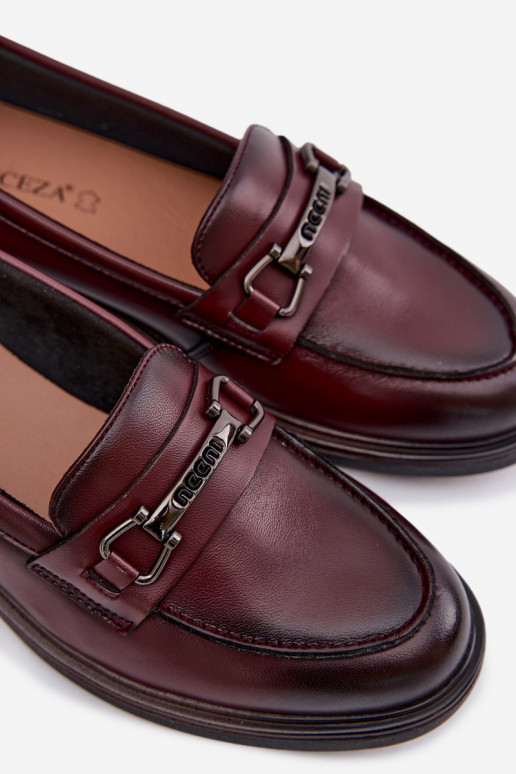 Kožené dámske mokasíny Vinceza 39983 bordová