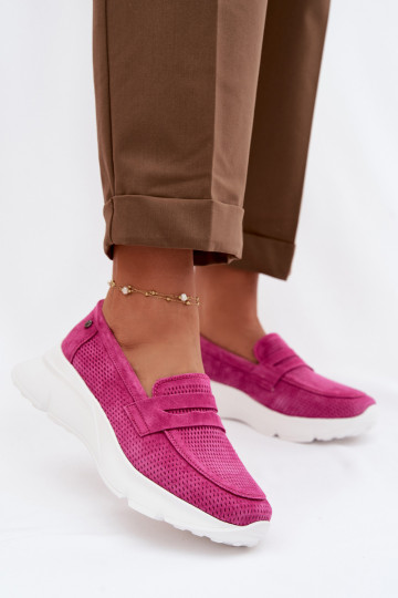 dámske mokasínyZapnutéturalnego zo semišuu s platformou Vinceza 79626 Ružová 2